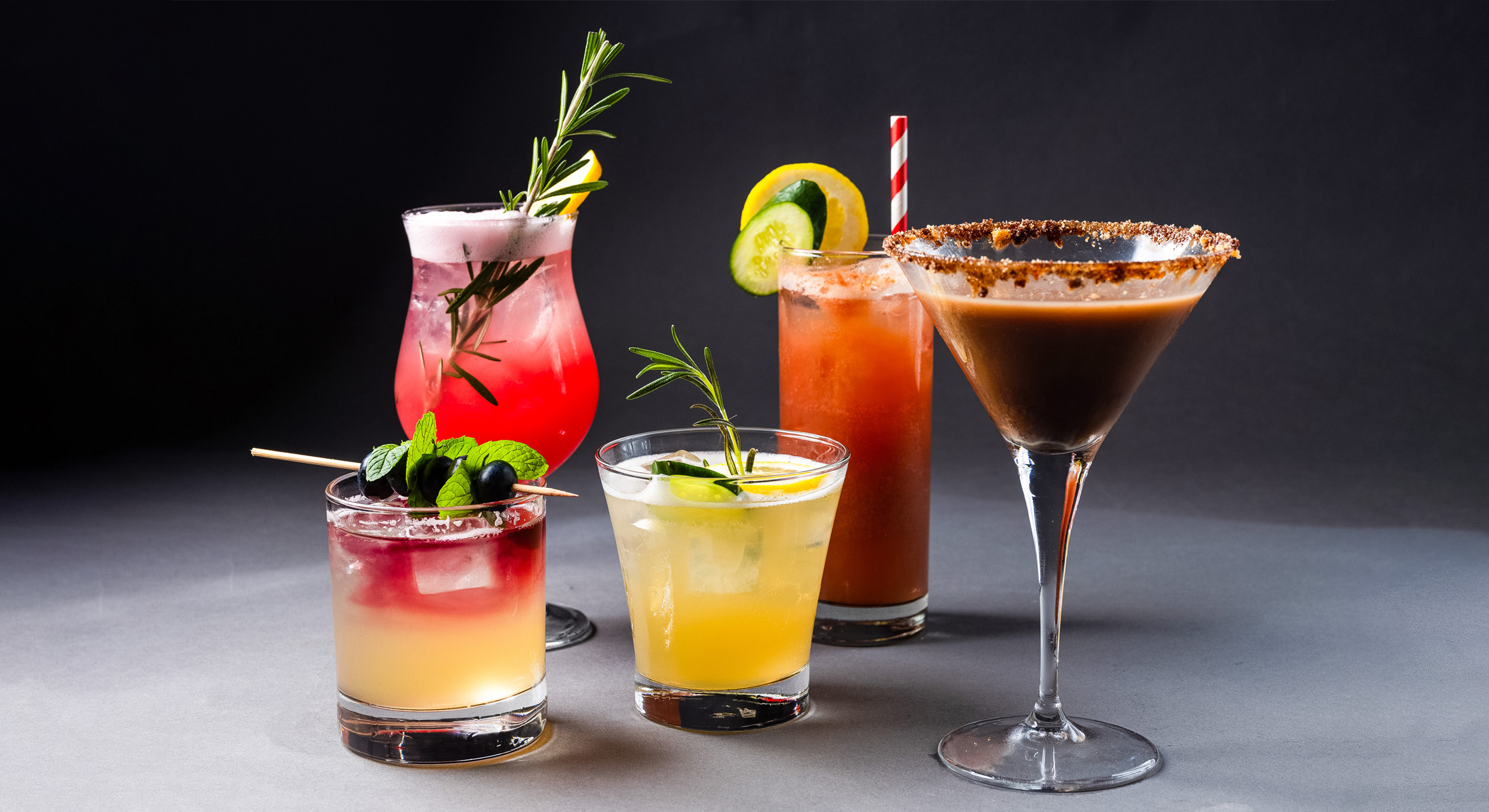 A variety of colorful cocktails served at LeBar, ibis Singapore on Bencoolen.